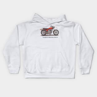 Drawing of Retro Classic Motorcycle Triumph X-75 Hurricane Kids Hoodie